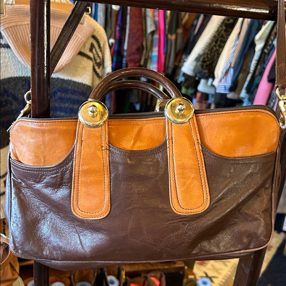 Vintage Two-Tone Leather Handbag